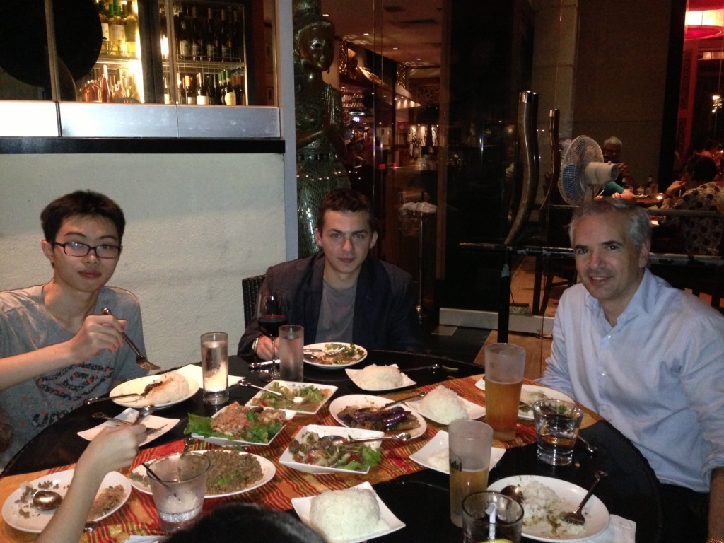 Concluding the day with some Thai dishes in Discovery Bay (left to right: Alex Law, Alexander Ipatov and David)