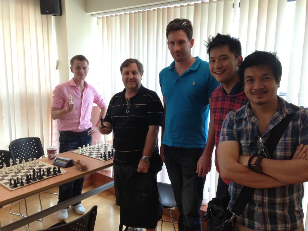 Left to right: Eugene, Umberto and Stuart from Shenzhen with their chess buddies Billy and Cyril.