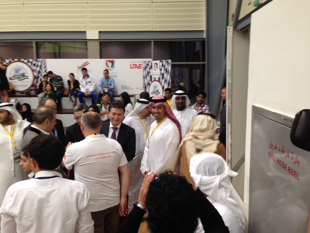 ACF President Sheikh Sultan Bin Khalifa Al- Nehynan and FIDE President Kirsan Ilyumzhinov among the Spectators