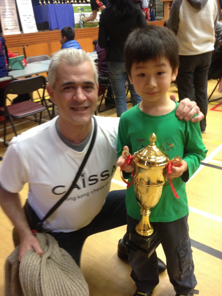 Nathan with his well deserved cup with proud coach Michel